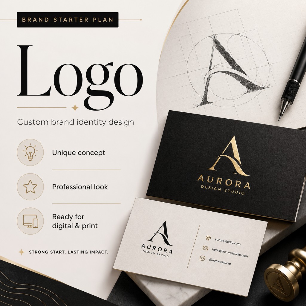 AI дизајн пример за лого и brand starter plan